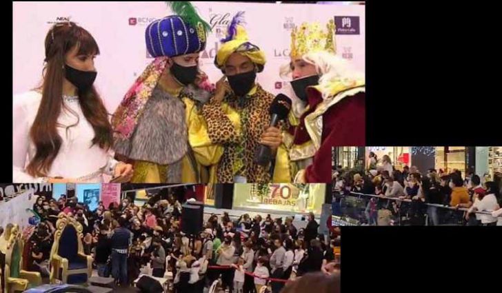 Avalancha de personas para ver a Omar Montes y Kiko Rivera de Reyes Magos en un centro comercial