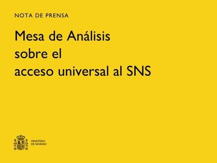 Sanidad establece una Mesa para garantizar el acceso universal al SNS